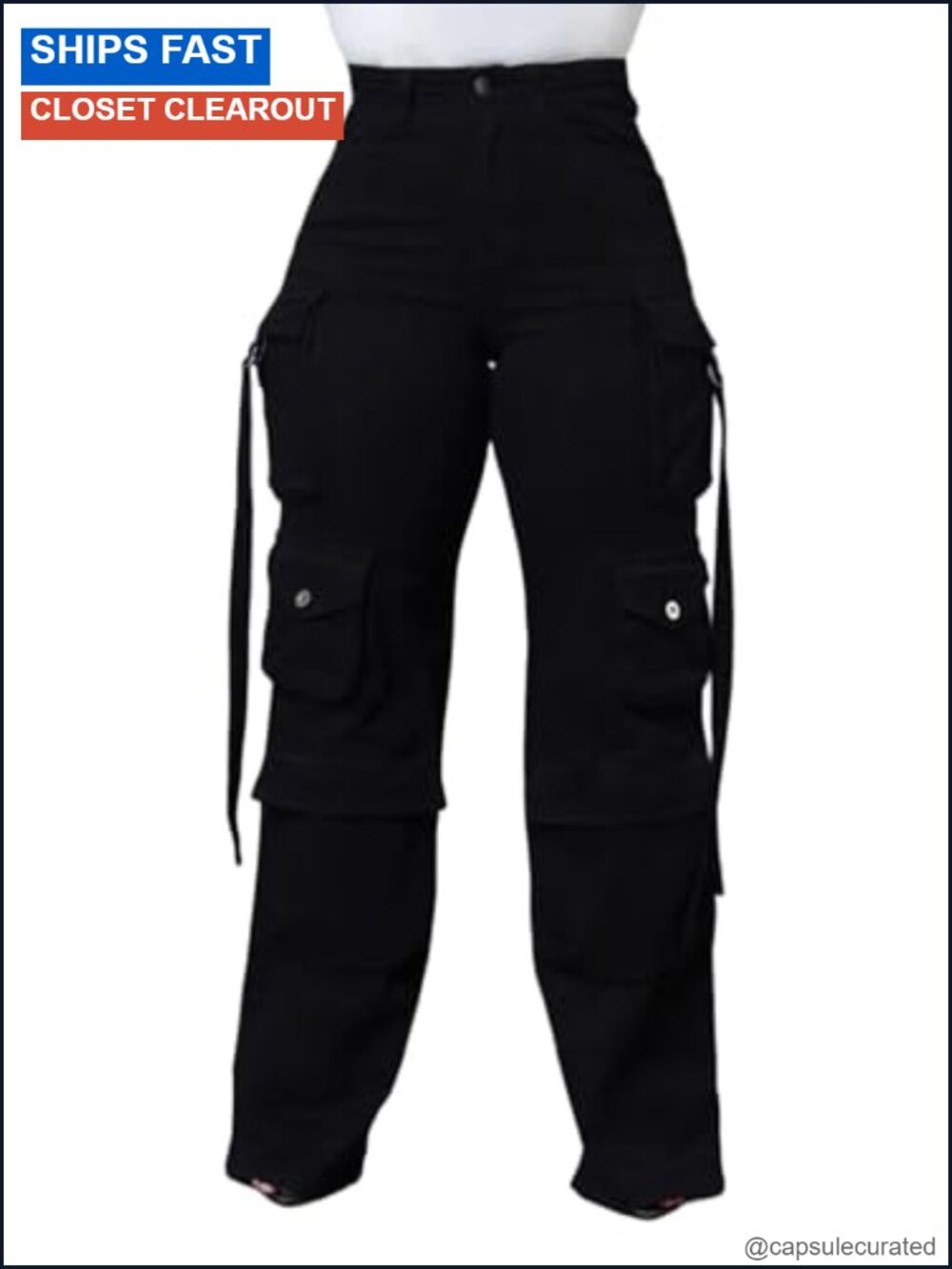 Wide Leg High Waisted Cargo Jeans Baggy Stretchy Casual Denim Pants